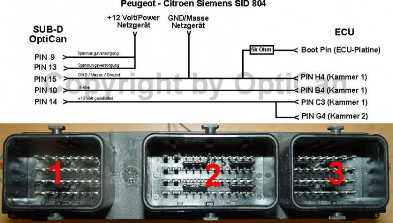 Siemens SID 804 (Peugeot) pinout diagram 2